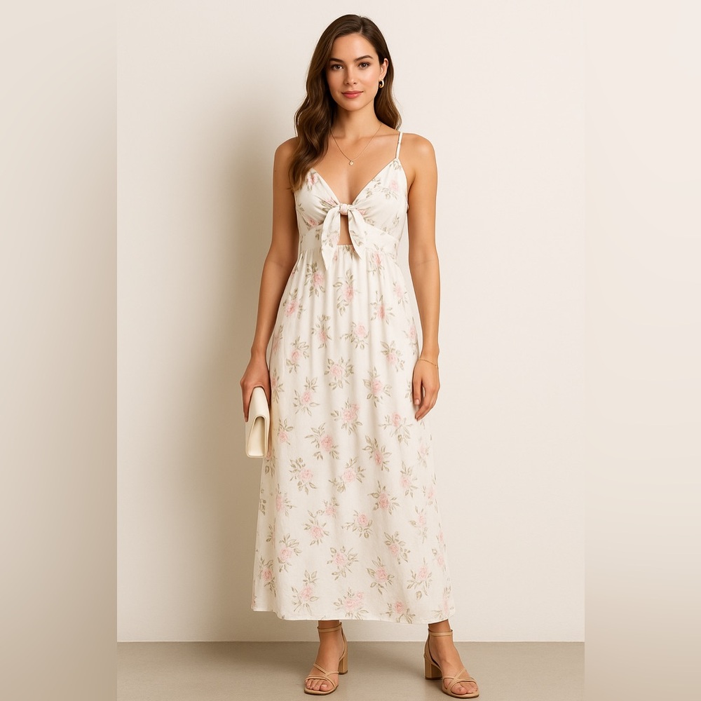 AZ Floral Tie-Front Maxi Dress Size L/XL NWOT